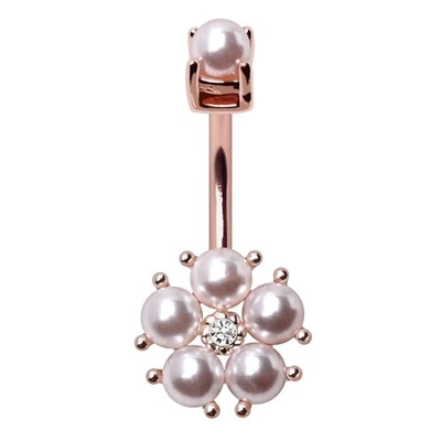 Rose Gold Plated Enchanted Pearl Navel Ring - Image 1 of 3
