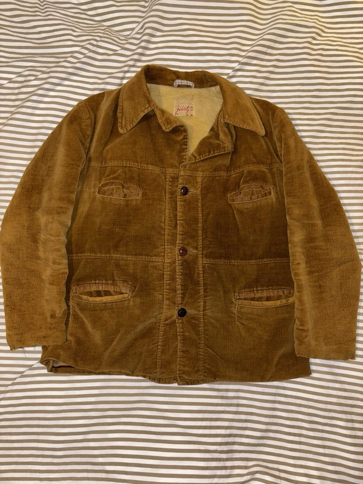 Casaco de veludo vintage anos 60 anos 70 forrado Boston EUA masculino grande - Imagem 1 de 4