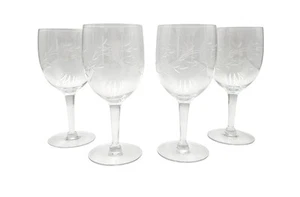 Princess House Heritage Crystal Stemmed Etched Wine Glass Set Of 4 - Picture 1 of 4