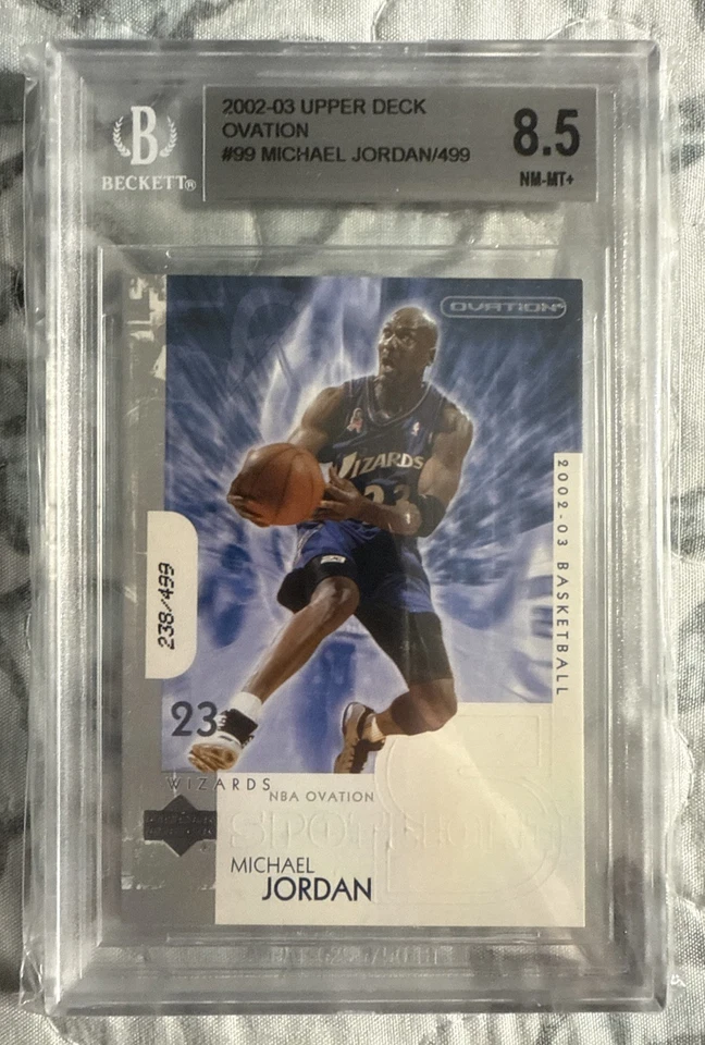 Michael Jordan 2002-03 Upper Deck Ovation numerado a/499 BGS 8,5 casi nuevo-como nuevo+ raro Foto 1 de 4
