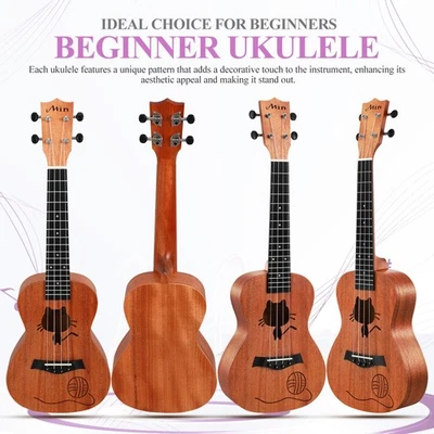 Soprano Ukulele Beginners Uke with Bag, Felt Pick and Spare Strings 23 inch Kits - Image 1 of 4