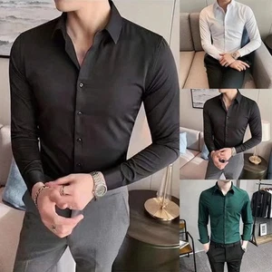 Stylish Slim Fit Dress Shirt for Men for Formal Business Gatherings - Picture 1 of 23