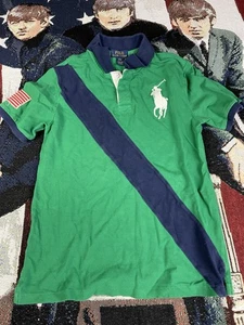 Ralph Lauren Big Pony Embroidered Polo Boys Size 8, Blue Stripe/Green - Picture 1 of 6