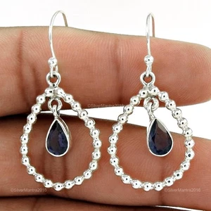 Pear Amethyst Stone Solid Silver Hook Engagement Drop Dangle Earrings Jewelry - Picture 1 of 5