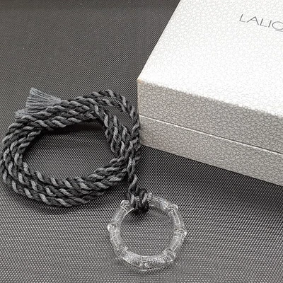 Lalique Necklace Choker Clear Crystal Glass Circle Pendant Luxury Jewelry C789 - Image 1 of 4