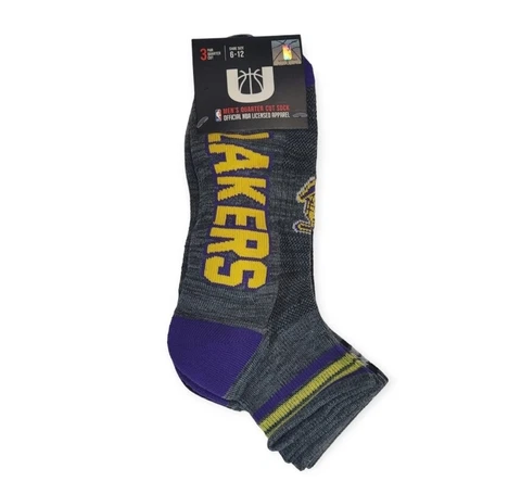 Unk Men's Loss Angeles LA Lakers NBA Quarter Cut Socks 3 Pairs Size 6-12 New Cover