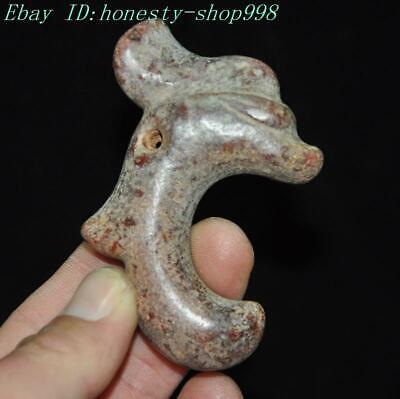 3.2  China Hongshan Culture Old Jade Carved Feng Shui Dragon Hook Statue Pendant • 23$