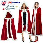 Christmas Women Adult Ladies Mrs Santa Claus Costume Cloak Cape Xmas Fancy Dress