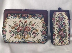 Vintage Interpur Geldbörse & Zigarettenetui Blumen Clutch Set - Bild 1 von 14