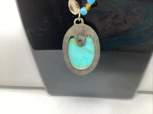 Gorgeous Handcrafted Designer Necklace &Turquoise Pendant N#8 - Picture 1 of 4