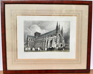 Grabado en acero (?) CATEDRAL DE WINCHESTER vista noroeste JOHN SHURY enmarcado - Imagen 1 de 4