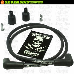 MATTE BLACK STEALTH 7MM SPARK PLUG WIRE KIT CHOPPER BOBBER TRIUMPH HARLEY XS650 - Bild 1 von 1