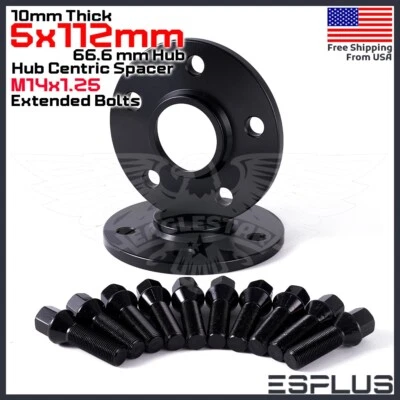 2 Pcs 10 mm BMW 5x112mm 66.6mm Hub Centric Spacer Fit 1-8/I/M/X-Series etc. - Image 1 of 4