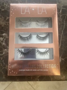 La La Eyelashes Fake Wisps Black 3 Pack Pairs Chic Cocktail Luxury Maximalist - Picture 1 of 3