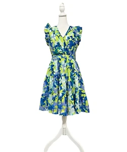 Taylor Tiered Floral Dress NWT Flutter Shift V-Neck M Mini Cottage Cocktail Boho - Picture 1 of 16