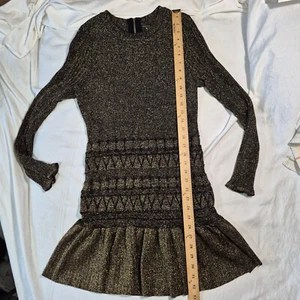 MILLY SOLENE METALLIC CLITTER RUFFLE MINI DRESS XL GOLD ON BLACK BASE - Picture 1 of 14