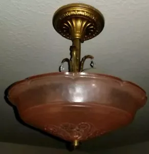 RARE Pristine 1930's Art Deco Lightolier Pendant w/ Slip on Consolidated Shade - Picture 1 of 12
