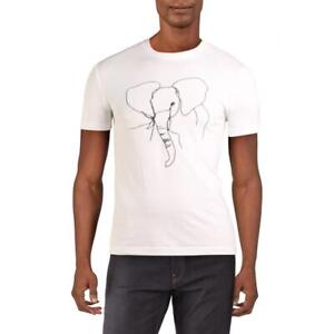 French Connection Mens Elephant White Graphic Crewneck T-Shirt Top S BHFO 8565