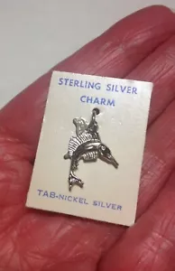 Vintage NOS Sterling Silver Marlin Fish Charm Bracelet Charm on Original Card - Picture 1 of 3