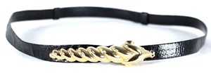 Cinturón Deslizante JUDITH LEIBER Vintage Piel de Pitón Negra Metal Dorado Hebilla Retorcida - Imagen 1 de 10