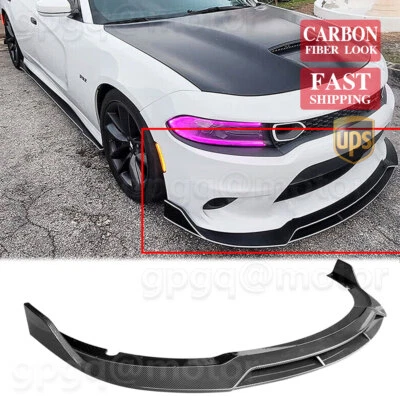 Carbon Fiber For Dodge Charger 15-21 SRT-Style Front Bumper Lip Splitter Spoiler - Image 1 of 4