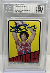 1972-73 Topps #195 Julius Erving Dr. J Signed Autographed Rookie Card RC Beckett
