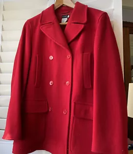 Michael Kors Vintage Red Cashmere Wool D/B Pea Coat Oversize Jacket UK12 VGC - Picture 1 of 10