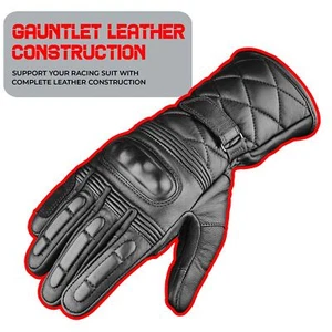 Leather Elasticated Wrist Viper VPR004 Motorbike Motorcycle CE Gloves Black - Picture 1 of 9