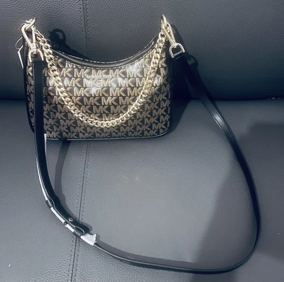 Michael Kors ladies designer bag, logo print, black & gold New. Made for retail - Image 1 of 4