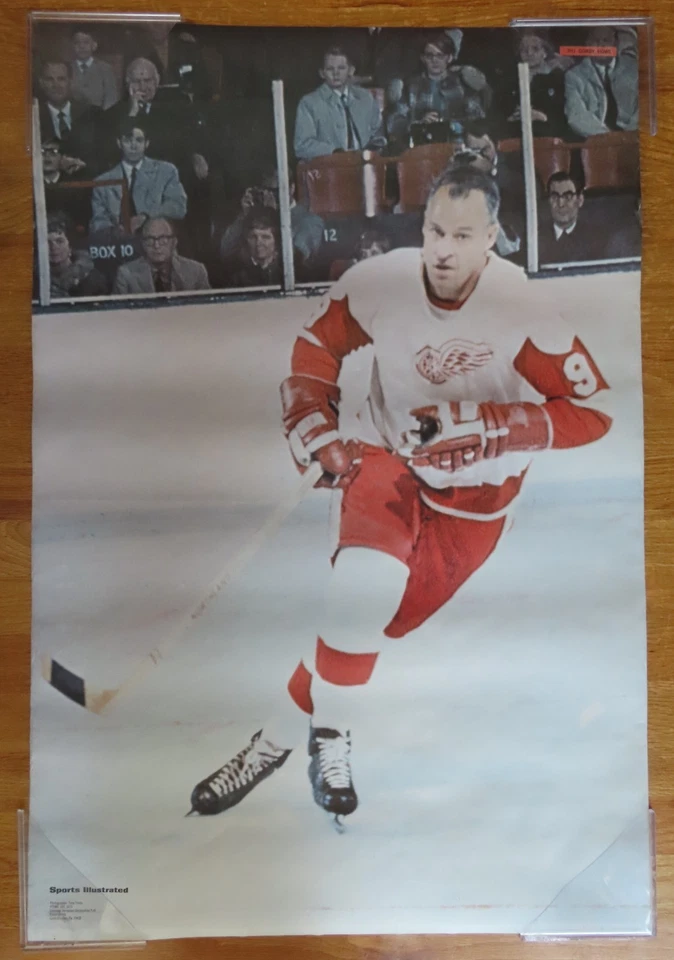 Rare Original 1970 GORDIE HOWE No. 9 DETROIT REDWINGS SPORTS ILLUSTRATED Poster - Image 1 of 4
