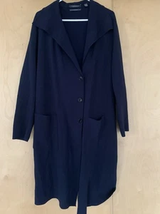 Trenery, Size L, Italian Yarn, Full-length Coat, Navy Blue - Picture 1 of 11
