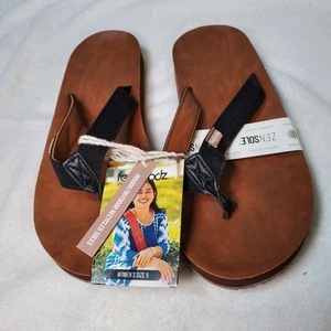 Feelgoodz Zensole™ Vistas Jungle Damen-Flip-Flops schwarz Größe 9 100 % vegan - Bild 1 von 5