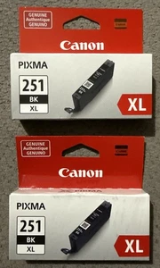2x Genuine Canon PIXMA CLI-251XL Black Ink Cartridges - Picture 1 of 3