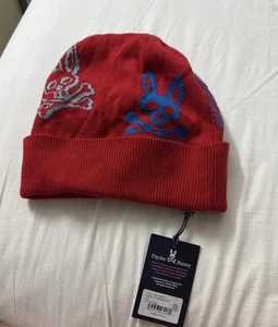 Psycho Bunny Herren Rio rot Lacomb Bunny Grafik geripptes Bündchen Beanie - Bild 1 von 1