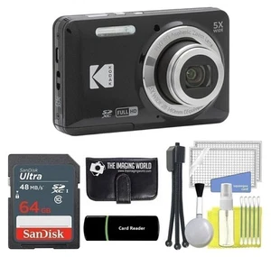 Kodak PIXPRO FZ55 Black 16MP Digital Camera 5X Optical Zoom - 64GB Kit - Picture 1 of 1