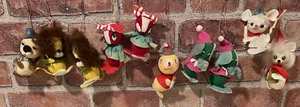 10 Vintage Christmas Ornament MCM Squirrel Felt Flocked Japan Cute Kitschy Color - Picture 1 of 9