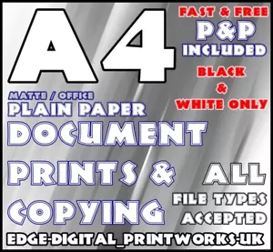 Black & White Only A4 DOCUMENT / PRINTING / ADVERTISING 80GSM A4 MONO - Picture 1 of 1
