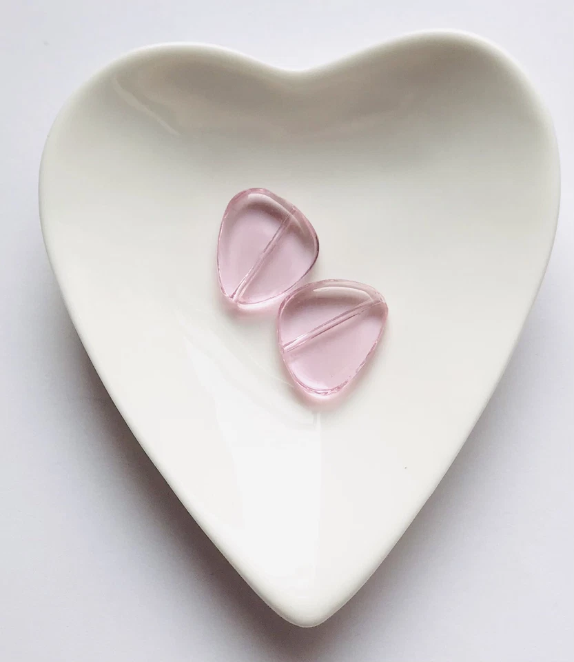 Stunning Baby Pink Italian Glass Flat Nugget Handmade Pendant Bead 2 Pcs - Image 1 of 1