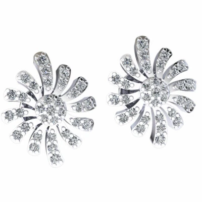 Aretes con racimo de diamantes de corte redondo natural de 0,25 quilates de oro de 14 quilates para dama Foto 1 de 4