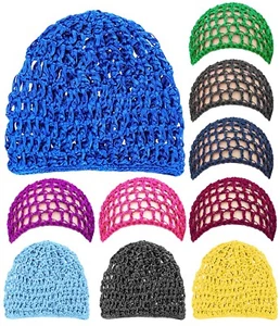 Mesh Crochet Hair Net Rayon Knit Snood Hat Thick Short Women Hairnet Snoods - Picture 1 of 15