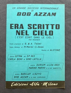 Spartito BOB AZZAM Era Scritto nel Cielo 1961 Tabet Alstone G.Latilla Carla Boni - Picture 1 of 3