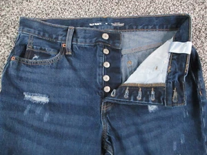 Old Navy Jeans Womens 10 Blue Denim Slouchy Straight High Rise Dark Wash 32x25 - Picture 1 of 16
