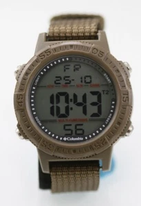 Columbia Men Watch Brown Plastic Nylon 50m Battery Chron Alarm Light Date Quartz - Picture 1 of 6