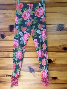 Matilda Jane Row Of Roses Leggings EUC Wonderment Ruffled Pants Size 12 - Picture 1 of 2