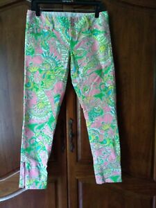 Lilly Pulitzer Worth Skinny Mini Zip Ankle Jeans Chin Chin Paisley Print Size 4