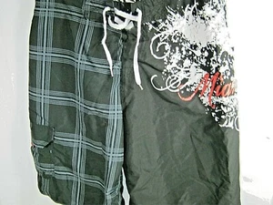 Miami Ink Skull Board Surf Swim Shorts Trunks Men's Size 34 Beach Colorful - Picture 1 of 6