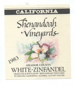 Original 1983 Shenandoah Vineyards California Wine LABEL White Zinfandel NOS - Picture 1 of 1