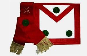 MASONIC KNIGHT MASON REGALIA APRON & SASH BUNDLE REAL LAMBSKIN LEATHER NEW - Picture 1 of 2