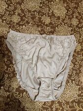 Vintage Satin With Lace Hi Cut Brief Panties Size XL Beige Color