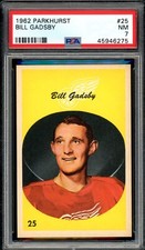 1962-63 PARKHURST HOCKEY NHL #25 Bill Gadsby HOF PSA 7 NM Detroit Red Wings Card